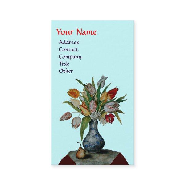 SEASON'S FRUITS - COLORFUL TULIPS  MONOGRAM ,blue