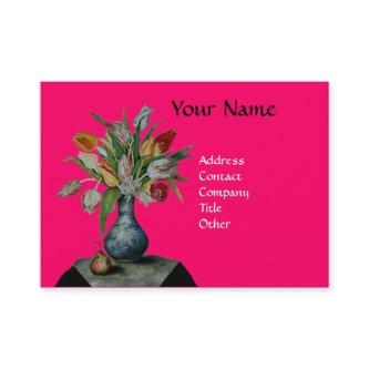 SEASON'S FRUITS COLORFUL TULIPS  MONOGRAM, Fuchsia