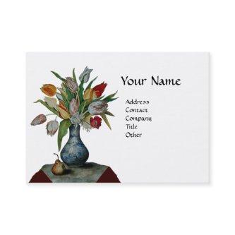 SEASON'S FRUITS - COLORFUL TULIPS  MONOGRAM white