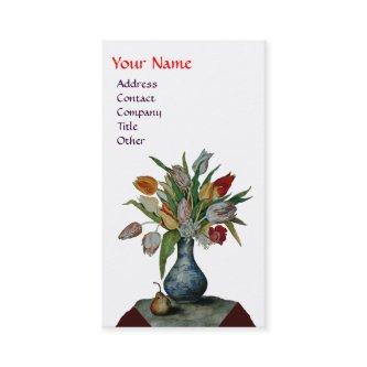 SEASON'S FRUITS - COLORFUL TULIPS  MONOGRAM white