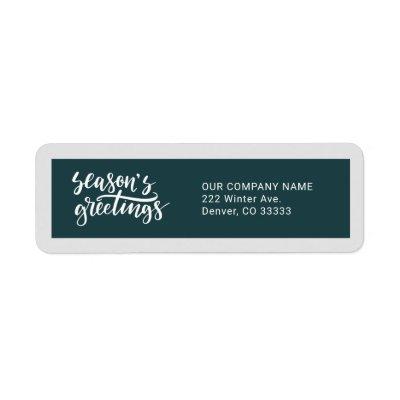 Season's Greetings Hunter Green White Business Label