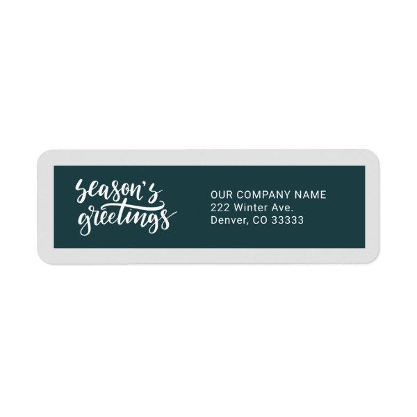Season's Greetings Hunter Green White Business Label