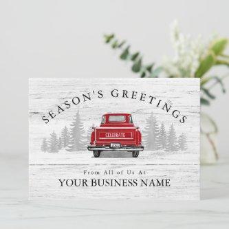 Season's Greetings Vintage Red Truck Business Holiday Card