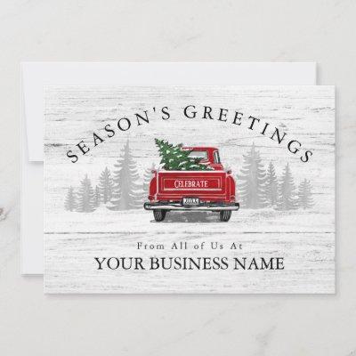 Season's Greetings Vintage Red Truck Business Holiday Card