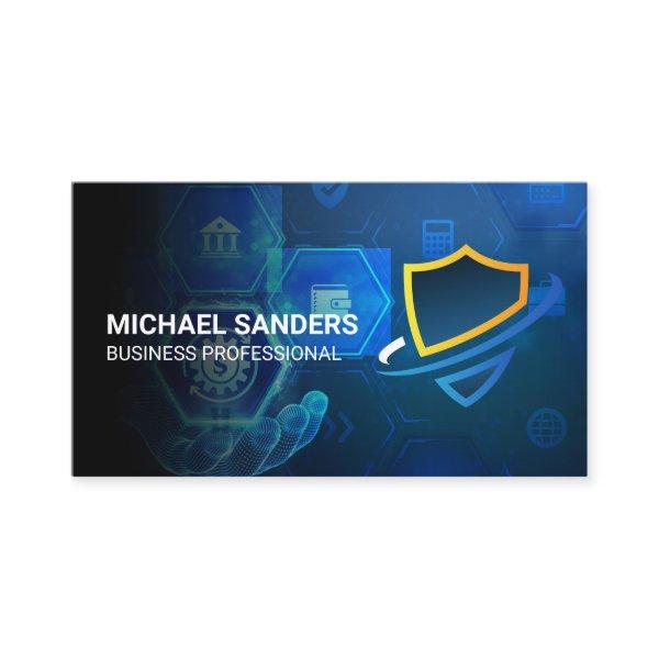 Security Shield Logo | Tech Finance Background