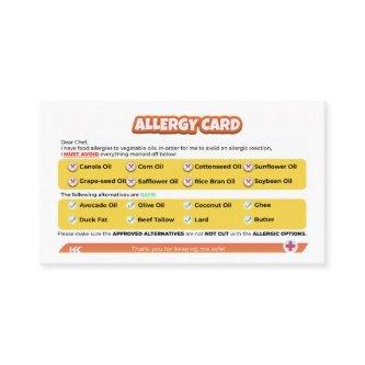 Seed Oil Allergy Card