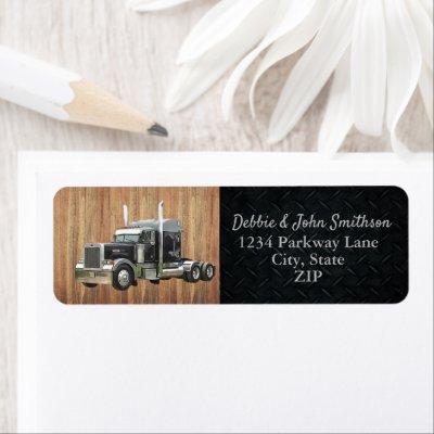 Semi Truck Driver Trucker Business Return Address Label