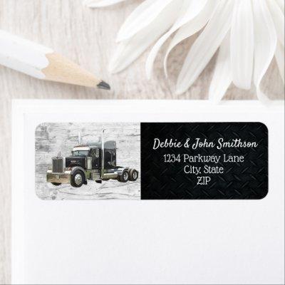 Semi Truck Driver Trucker Business Return Address Label