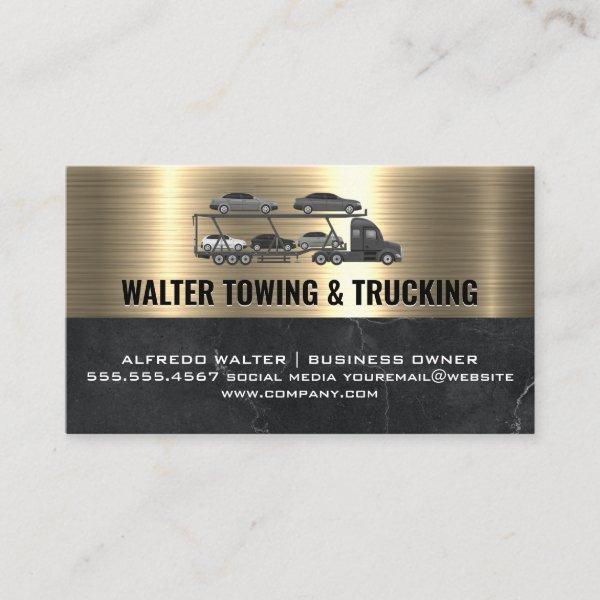Semi Truck Hauling Cars | Metallic Gold Marble