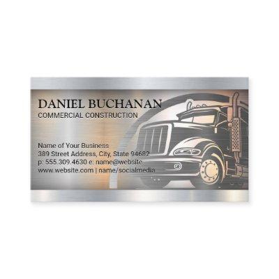 Semi Truck Logo | Metallic Brushed Background