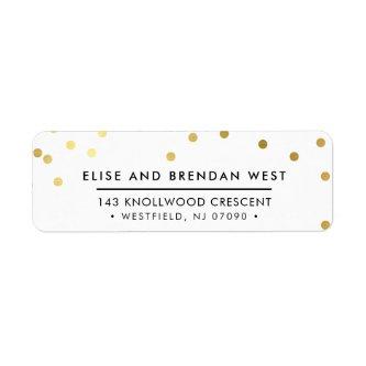 SENDER ADDRESS cute modern gold confetti spot Label