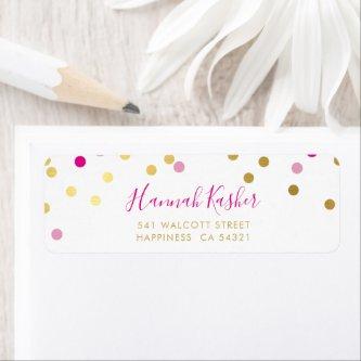 SENDER ADDRESS pretty glam confetti spot gold pink Label