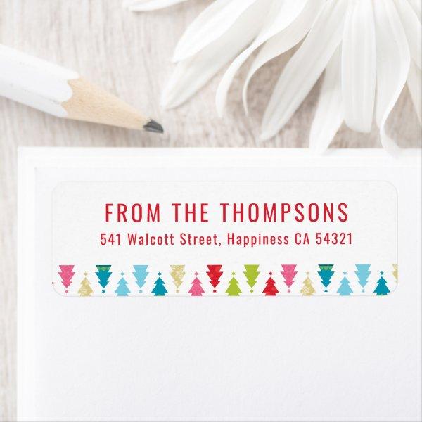 SENDER modern festive christmas tree pattern color Label