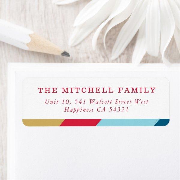 SENDER modern minimal geometric red gold blue Label