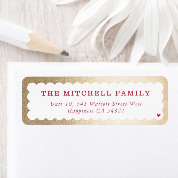 SENDER modern minimal scallop banner gold red Label