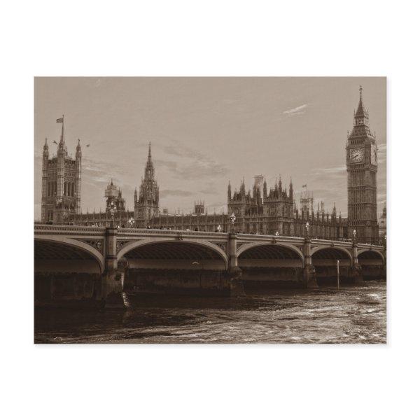 Sepia Big Ben Tower Palace of Westminster Postcard