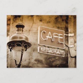 Sepia cafe sign, Paris, France Postcard