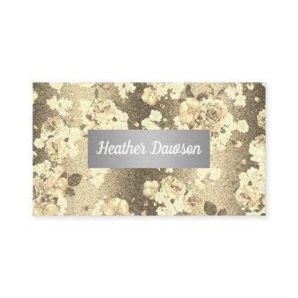 Sequin Glitter Gold Floral Pattern