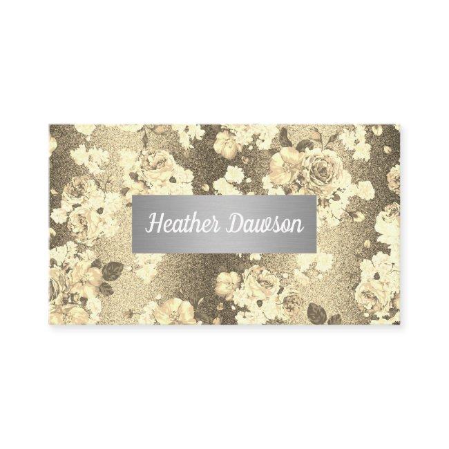 Sequin Glitter Gold Floral Pattern