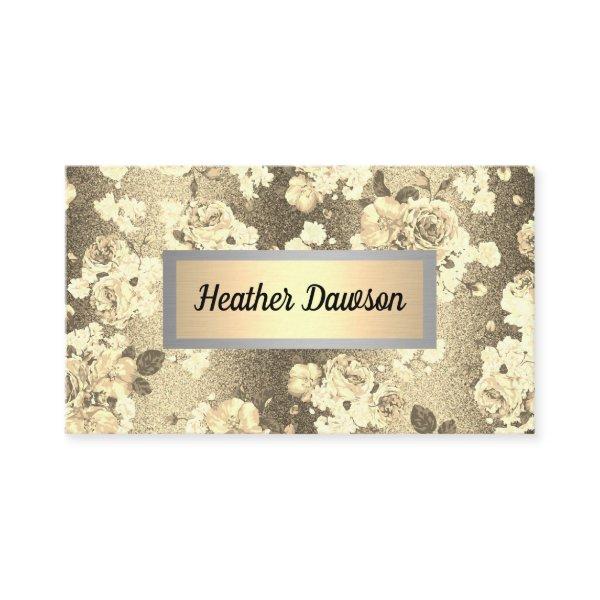 Sequin Glitter Gold Floral Pattern