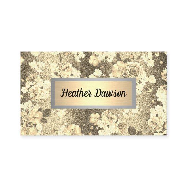 Sequin Glitter Gold Floral Pattern