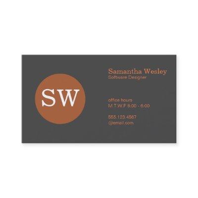 Serif Type Monogram Burnt Orange Circle Dark Grey