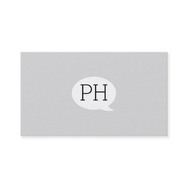 Serif Type Monogram Talk Bubble Cloud Grey