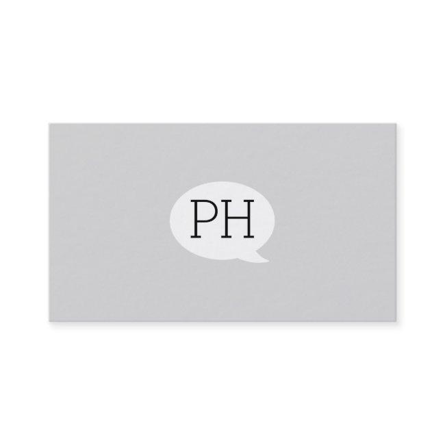 Serif Type Monogram Talk Bubble Cloud Grey