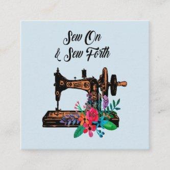 Sew On Vintage Sewing Machine & Floral Square