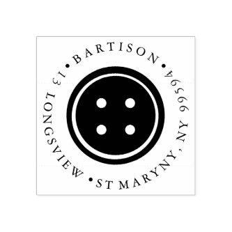 sewing button ROUND RETURN ADDRESS Rubber Stamp