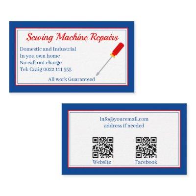 Sewing Machine Repairs QR Code Blue