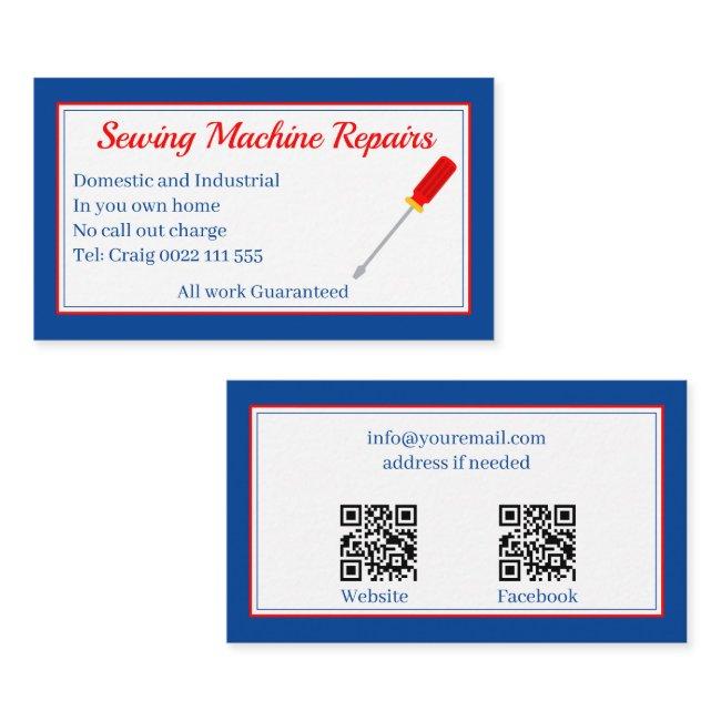 Sewing Machine Repairs QR Code Blue