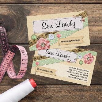 Sewing Stitches, Buttons & Ribbon Shabby Chic Pink