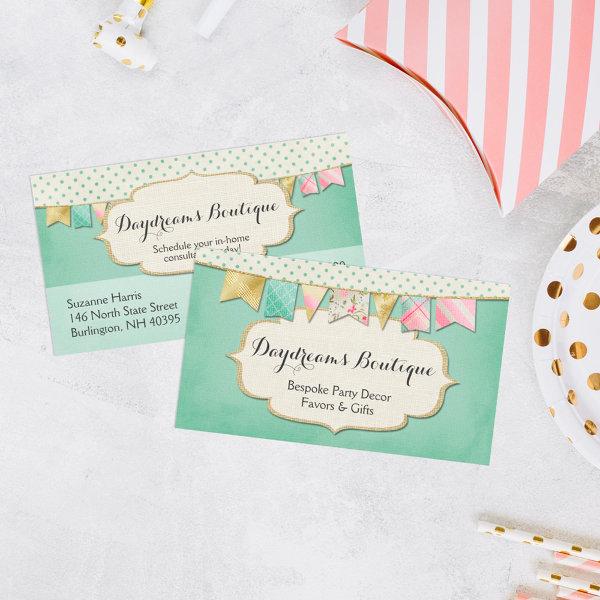 Shabby Chic Boutique Bunting in Pink, Mint & Gold