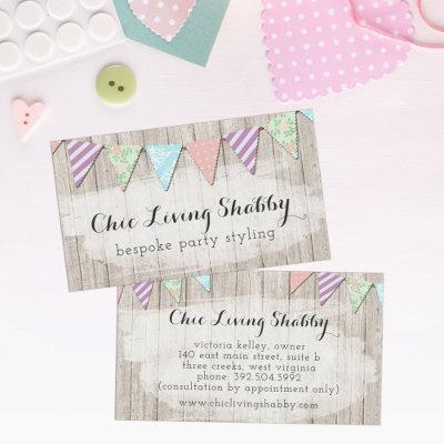 Shabby Chic Country Bunting on Rustic Painted Wood