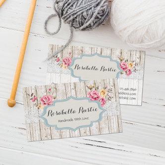 Shabby Chic Floral Rustic Wood & Vintage Lace