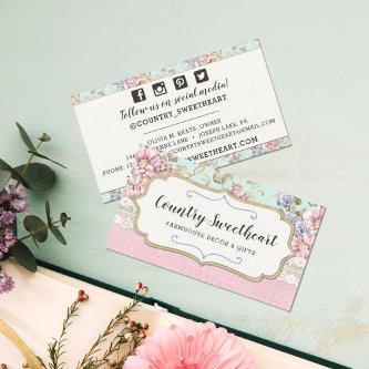Shabby Chic Pink Floral Vintage Boutique Social