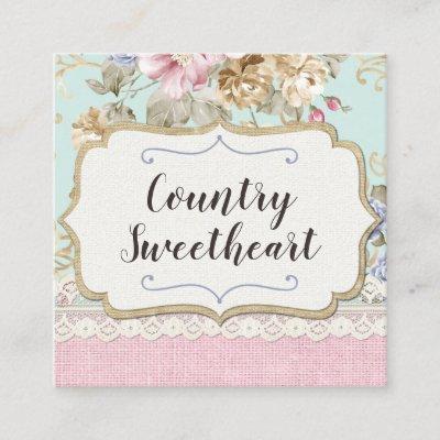 Shabby Chic Pink Floral Vintage Boutique Social Square