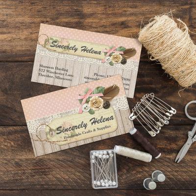 Shabby Chic Rustic Wood, Vintage Lace & Feather