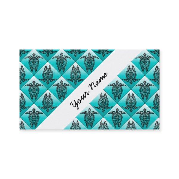 Shamanic Sea Turtles Pattern - cyan