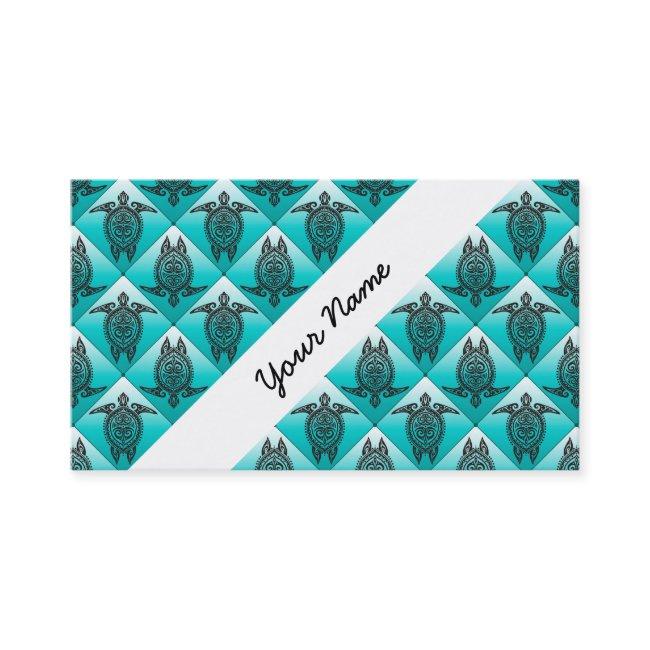 Shamanic Sea Turtles Pattern - cyan