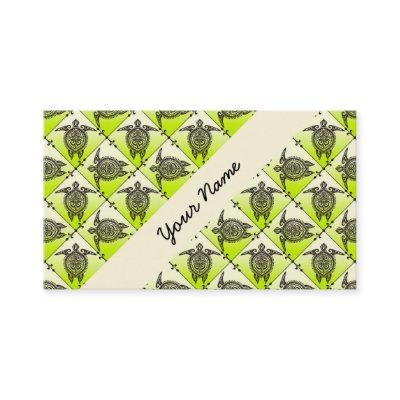 Shamanic Sea Turtles Pattern - green