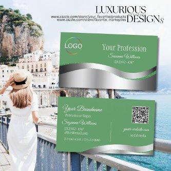 Shamrock Green Wavy Silver Decor with Logo QR Code
