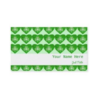 Shamrock Hearts Green white stripe