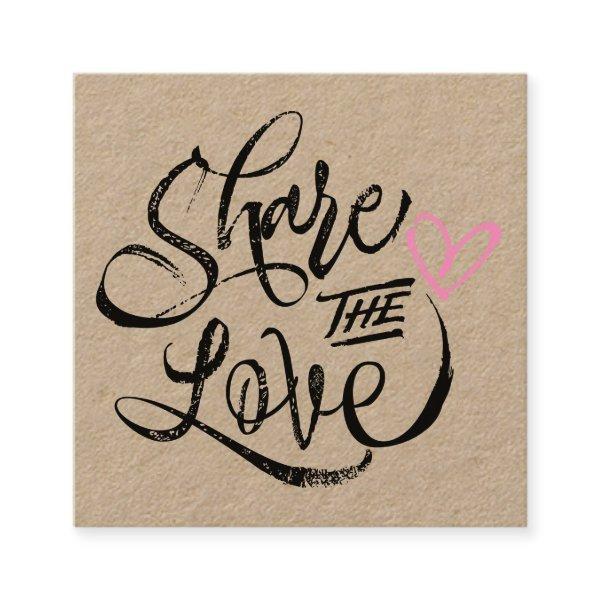 Share the love brown kraft black script typography referral card