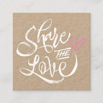 Share the love brown kraft white script typography referral card