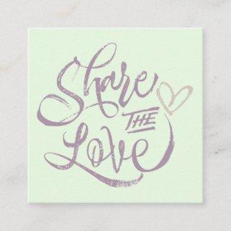 Share the love mint purple brush script typography referral card