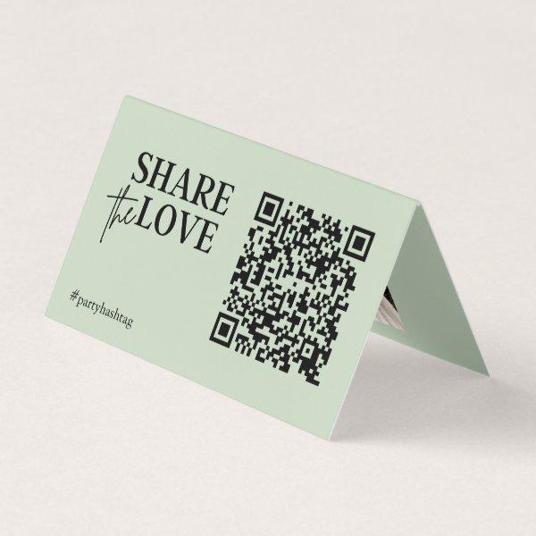 Share the Love Wedding Photos QR Code Sage Green