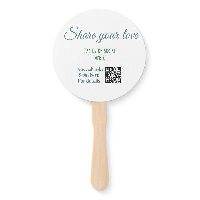 Share your love tag snap social media add q r code hand fan