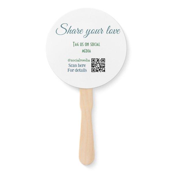 Share your love tag snap social media add q r code hand fan